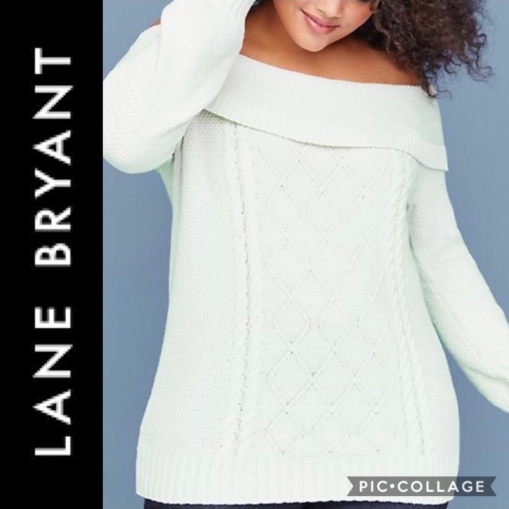 NEW Lane Bryant Off-the-shoulder Cable Knit Sweater